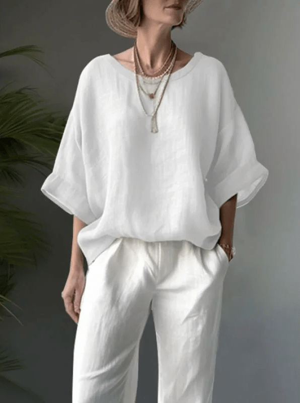 Ava relaxed casual cotton blouse with a loose flattering fit