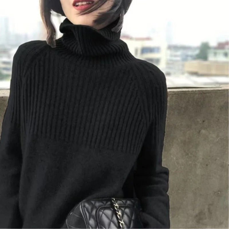 Jenica chic cozy roll neck sweater in a soft minimalist knit