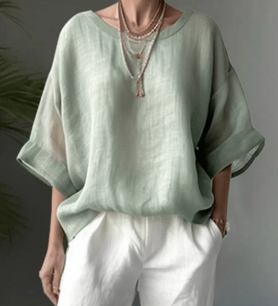 Ava relaxed casual cotton blouse with a loose flattering fit