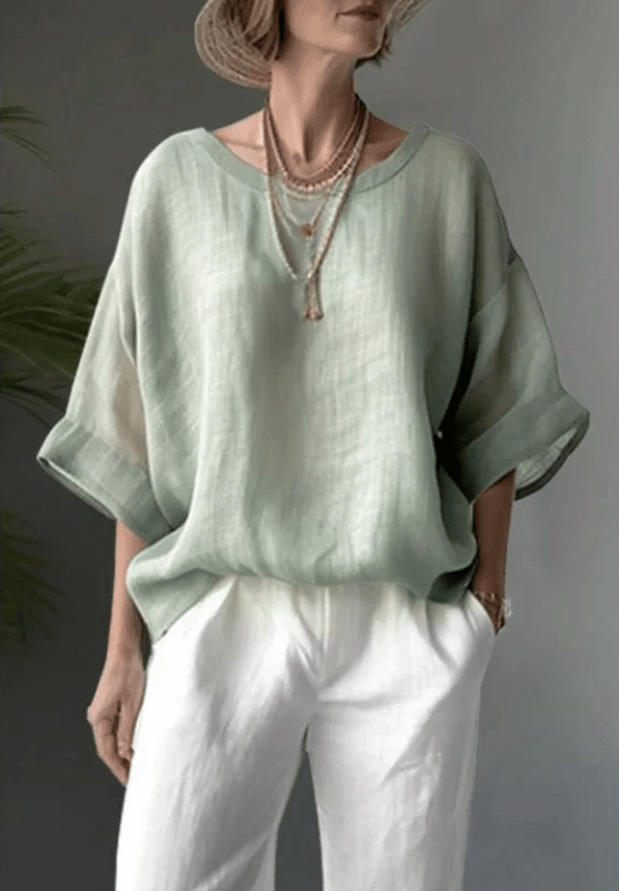 Ava relaxed casual cotton blouse with a loose flattering fit