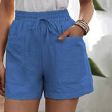 Alani effortless linen blend shorts with elastic waistband and side pockets