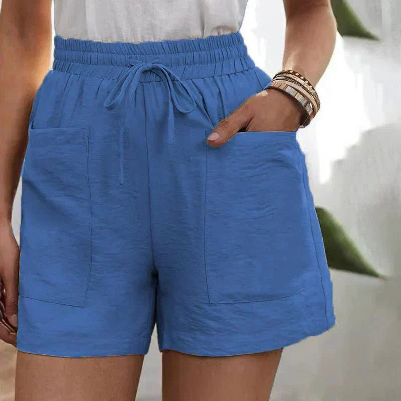 Alani effortless linen blend shorts with elastic waistband and side pockets
