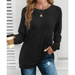 Anika ribbed shoulder long-sleeve top with a relaxed tunic fit