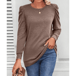 Mae puff-shoulder tunic top in a soft stretchy knit with flattering tunic length