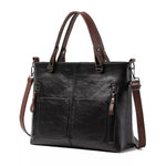 Dusk Serenity premium PU leather shoulder bag shown in brown, black and grey