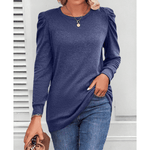 Mae puff-shoulder tunic top in a soft stretchy knit with flattering tunic length