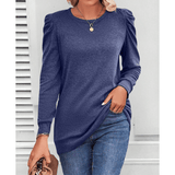 Mae puff-shoulder tunic top in a soft stretchy knit with flattering tunic length