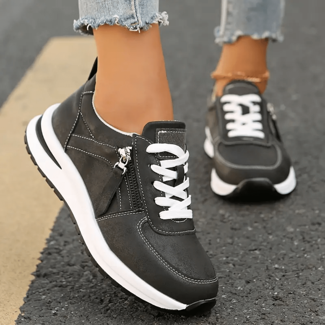 Danielle luxe comfort sneakers for women in black, side view