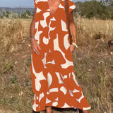 Amelia | Printed V-Neck A-Line Dress