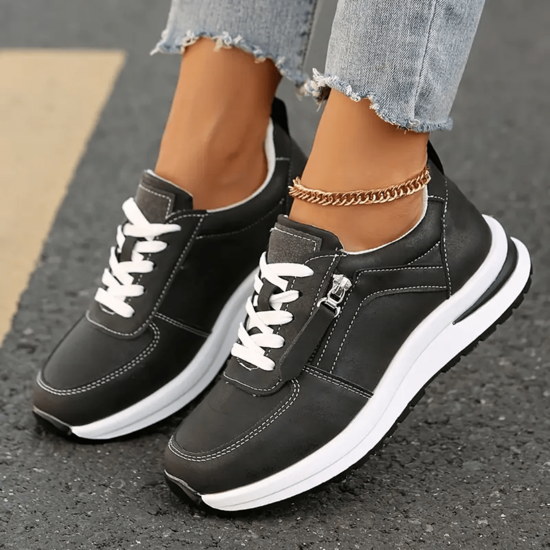 Danielle luxe comfort sneakers for women in black, side view