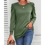 Mae puff-shoulder tunic top in a soft stretchy knit with flattering tunic length
