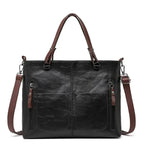 Dusk Serenity premium PU leather shoulder bag shown in brown, black and grey