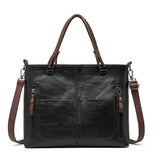 Dusk Serenity premium PU leather shoulder bag shown in brown, black and grey