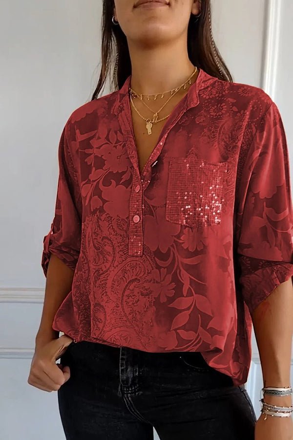Pauline elegant sequin top with a relaxed hip-length fit, shown in white