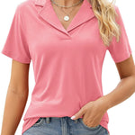 Arya chic polo top with a relaxed mid-hip fit, shown in a solid colour