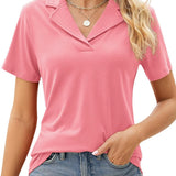 Arya chic polo top with a relaxed mid-hip fit, shown in a solid colour