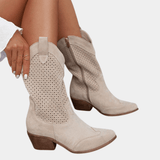 Kaye Western-inspired comfort boots shown in beige
