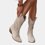 Kaye Western-inspired comfort boots shown in beige