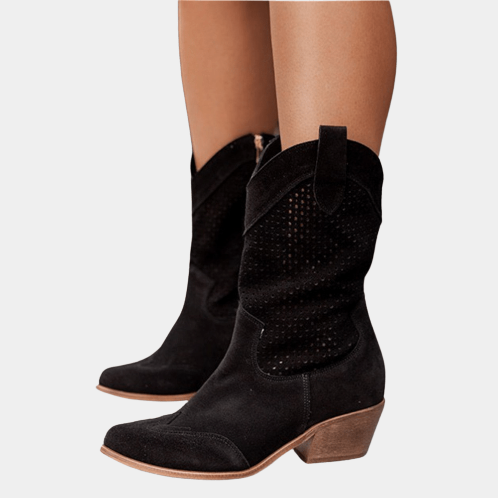 Kaye Western-inspired comfort boots shown in beige