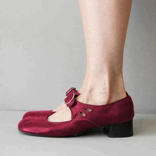 Aroha comfort sandals in red leather with cushioned insole and minimalist design