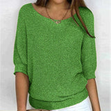 Korus Luxe cozy crew neck knit top in a soft relaxed fit, shown in a neutral tone