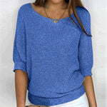 Korus Luxe cozy crew neck knit top in a soft relaxed fit, shown in a neutral tone