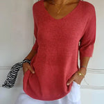 Anila light breeze relaxed V-neck cotton top for women
