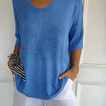 Anila light breeze relaxed V-neck cotton top for women