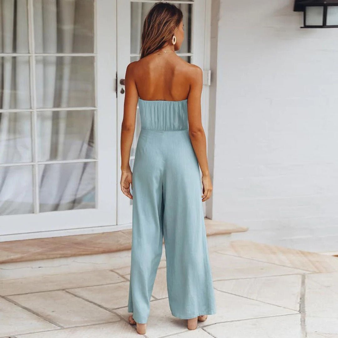 Saylor stylish straight-leg jumpsuit shown in a neutral tone