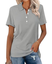 Danara women's polo shirt with classic collar and button placket, shown in a neutral tone
