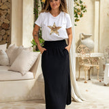 Darcy summer ease maxi skirt with high-rise waist, side split and flowing hem