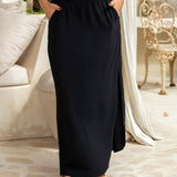 Darcy summer ease maxi skirt with high-rise waist, side split and flowing hem