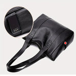 Sophia's Luxe Legacy premium leather handbag shown in Coffee and Black