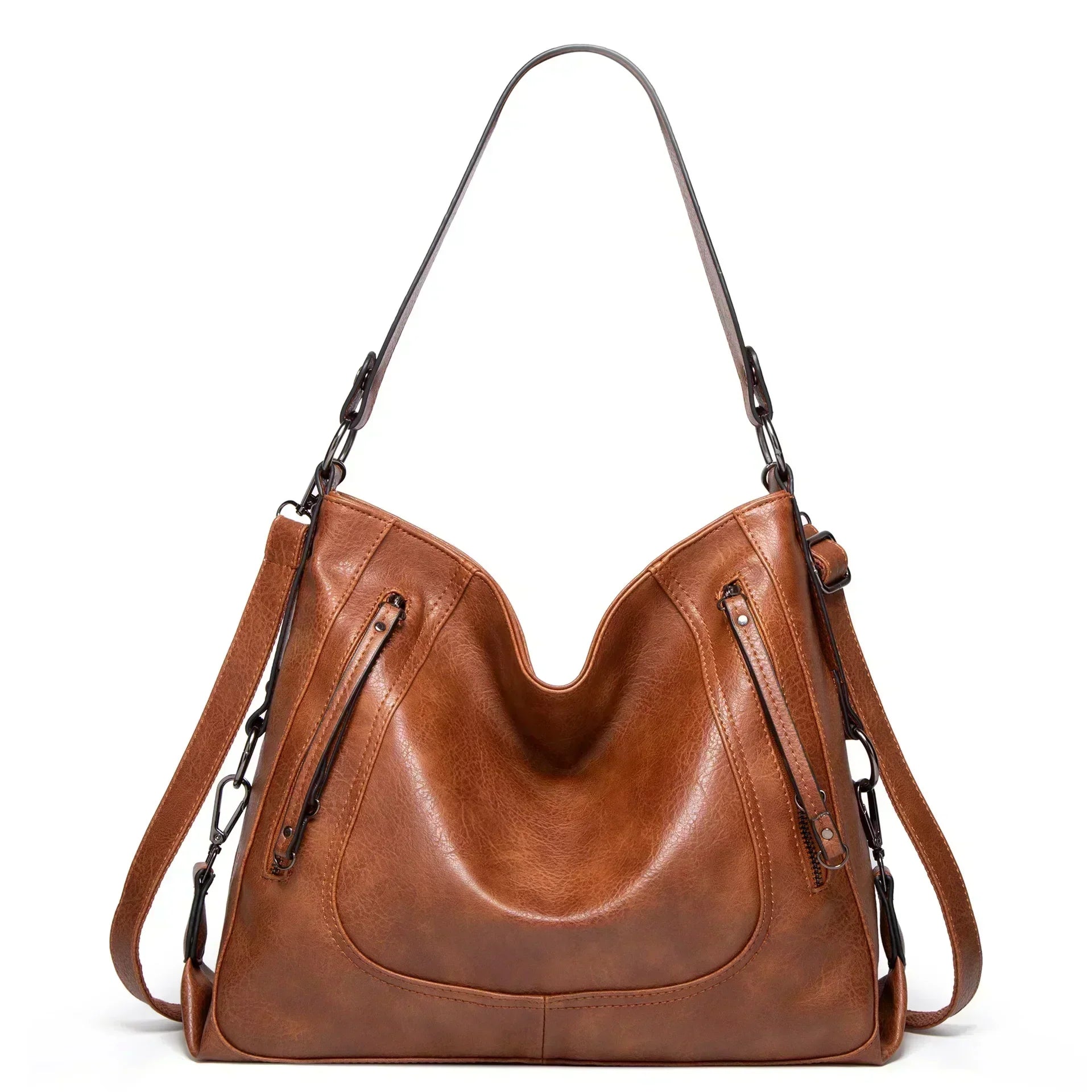 Evening Glow luxe leather shoulder bag shown in a rich neutral colour