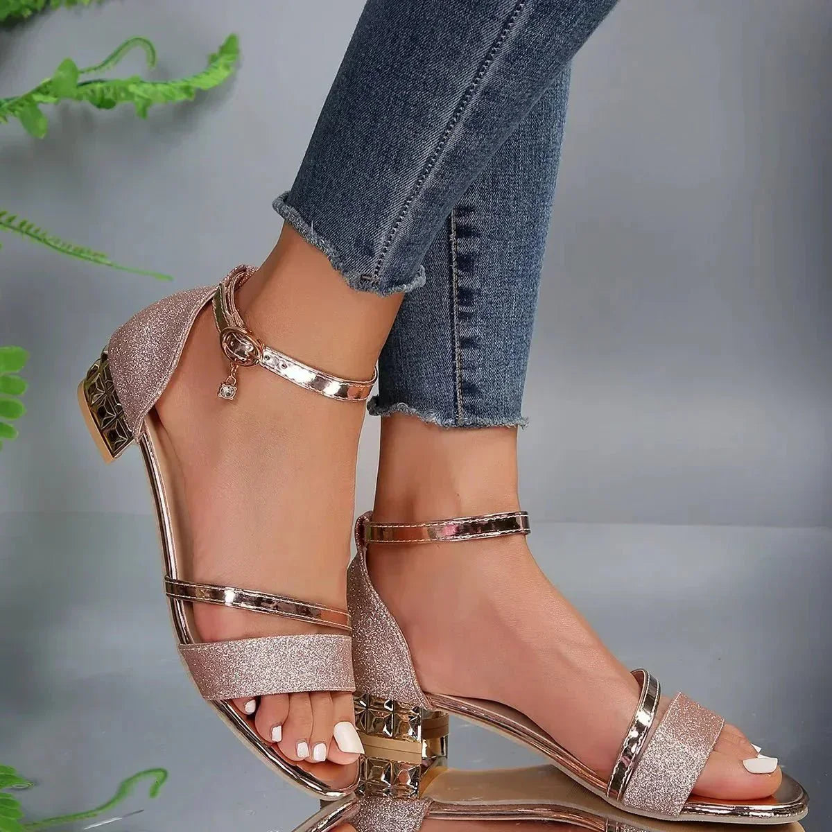 Malia elegant comfort sandals shown in a metallic finish