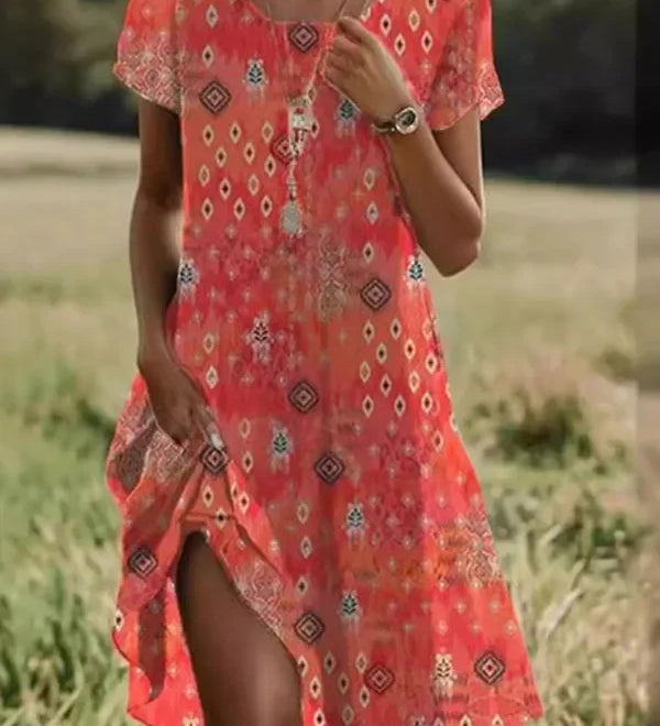 Kauri flowing summer dream dress with vibrant print in a relaxed, breezy silhouette