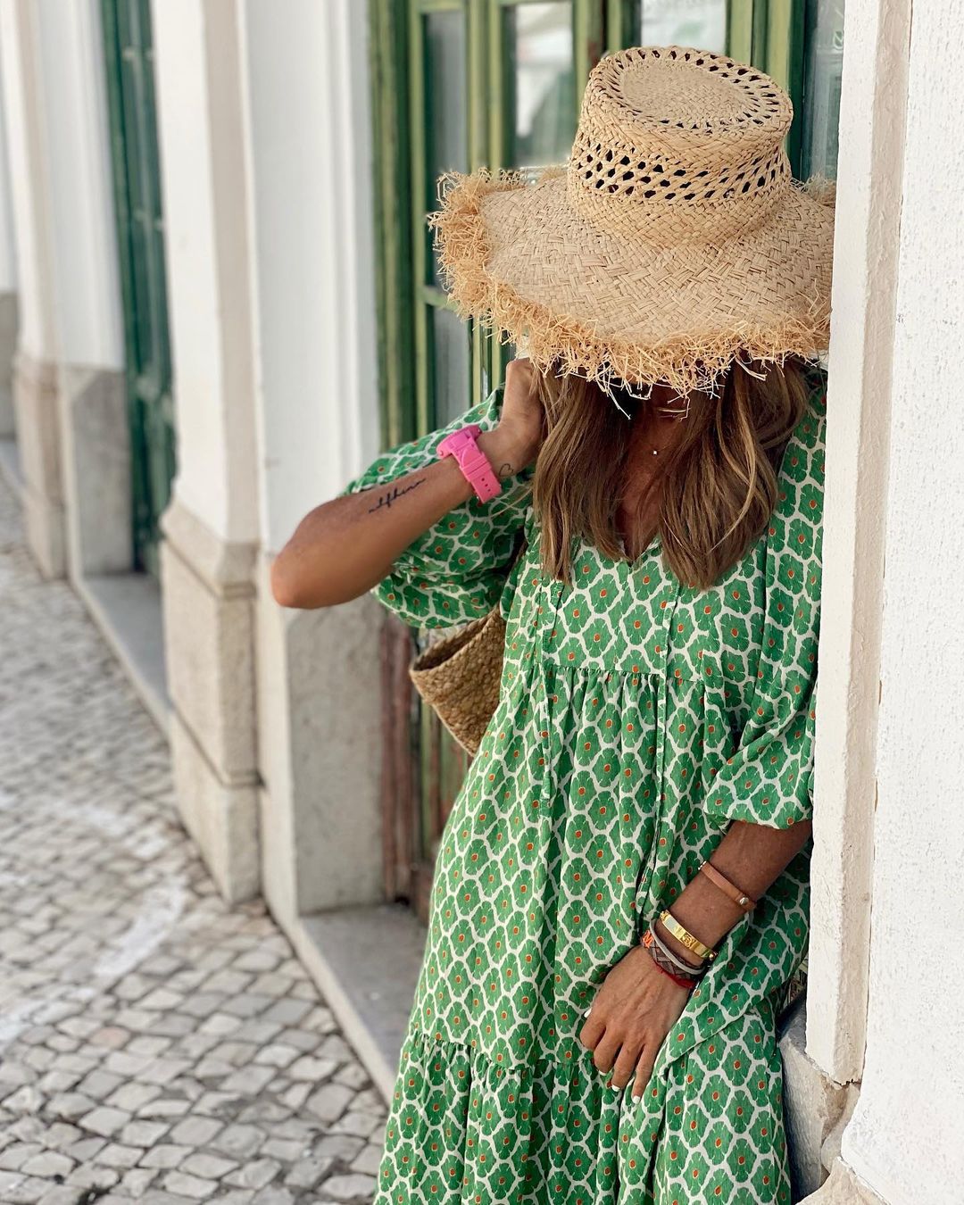 Iwa bohemian long dress with a flowy silhouette and V-neckline