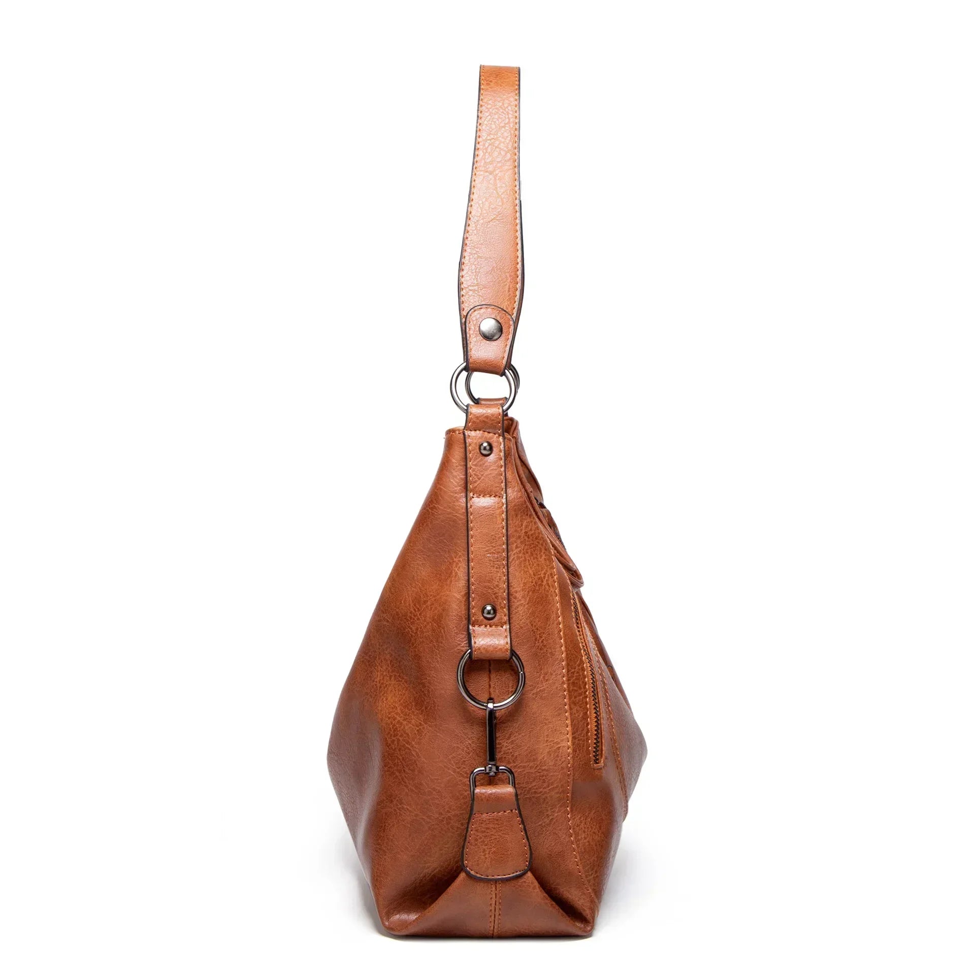 Evening Glow luxe leather shoulder bag shown in a rich neutral colour