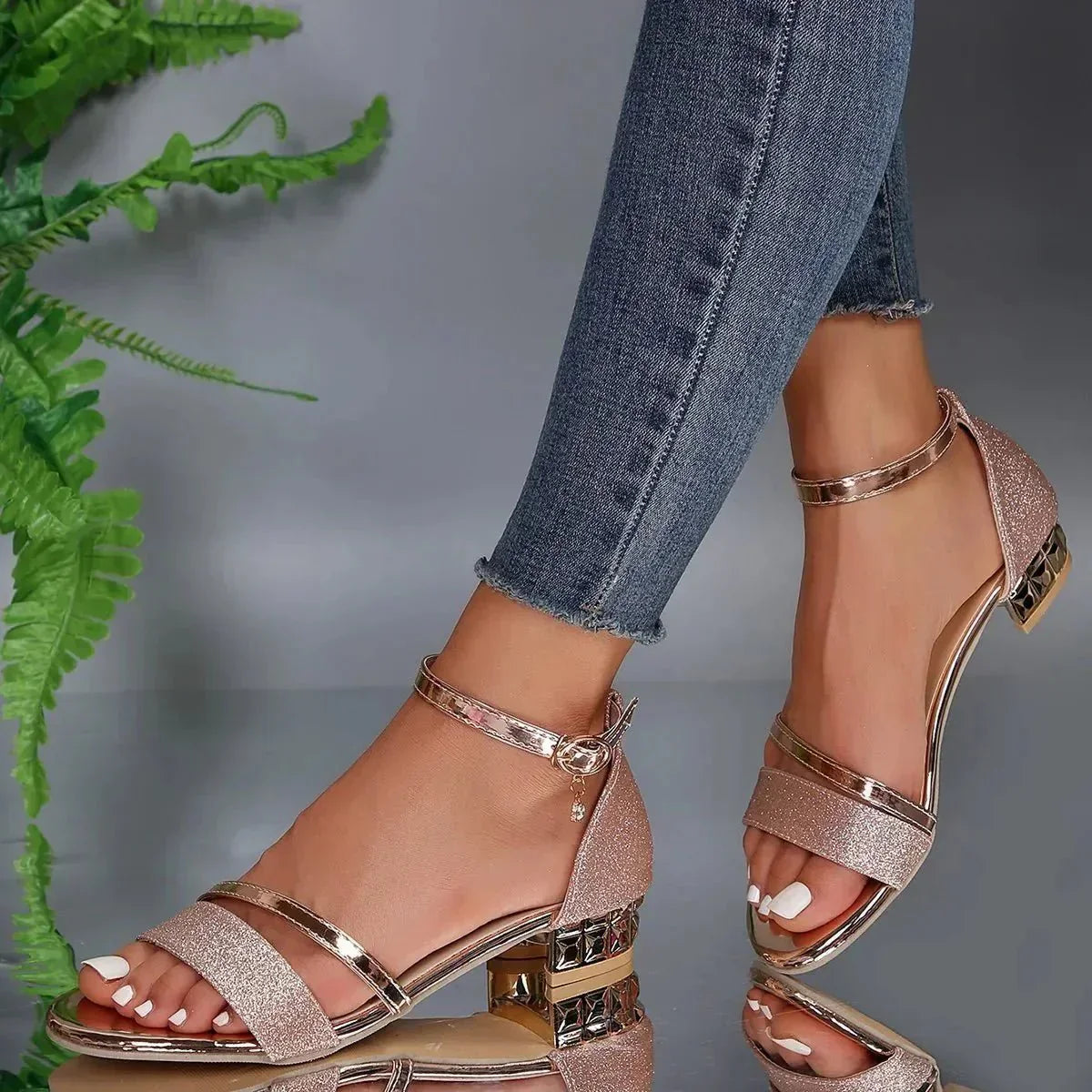 Malia elegant comfort sandals shown in a metallic finish