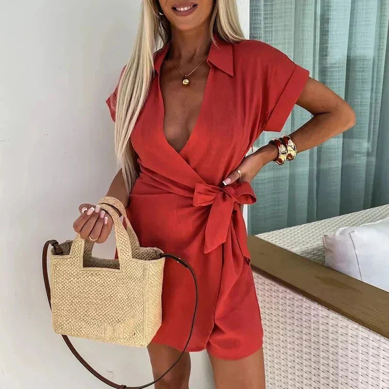 Mola elegant chic playsuit shown in a flattering one-piece silhouette