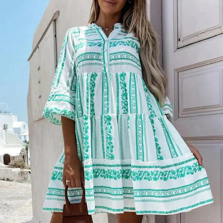 Claire graceful boho tunic in a soft flowing silhouette, shown in a neutral tone