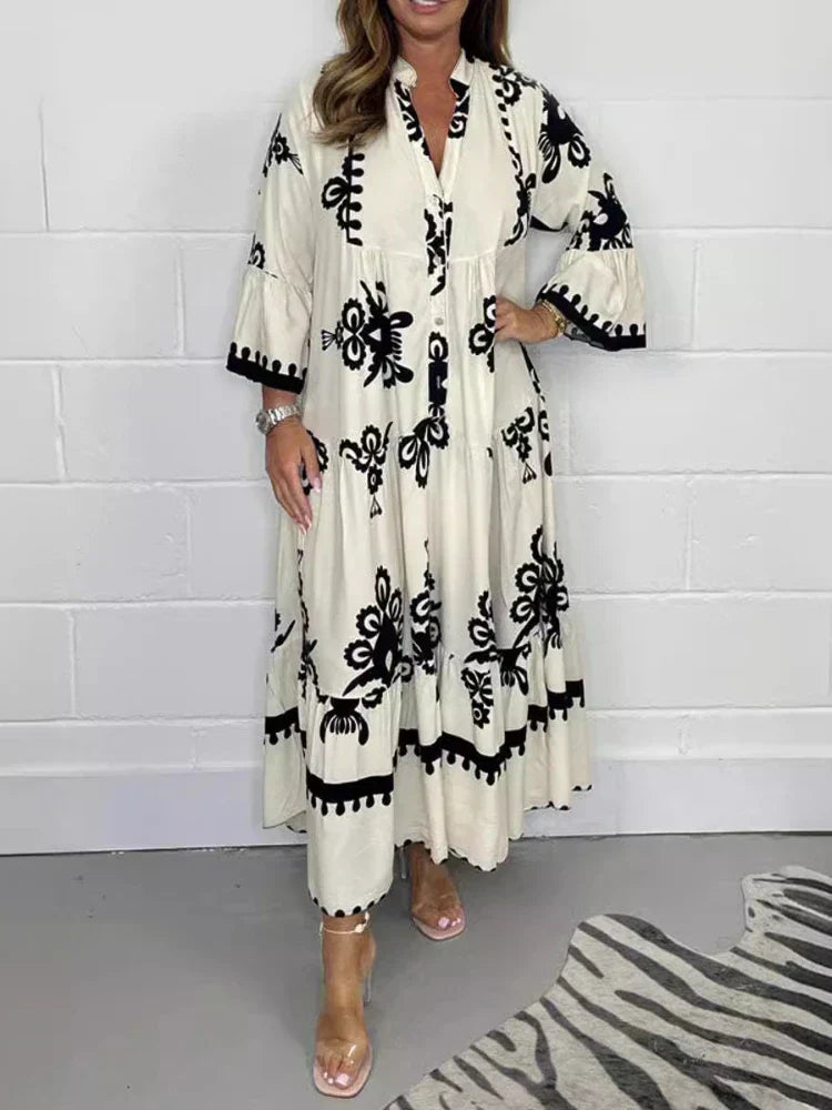 Valeen flowy day dress with relaxed silhouette and graceful sleeves