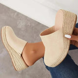 Rangi closed-front sandal with rope-woven heel in beige, blue and black