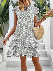 Krest elegant floral dress shown in a flattering silhouette, available in khaki, white and red
