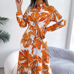 Lala floral shirt dress with button-down front and waist tie in a soft feminine print