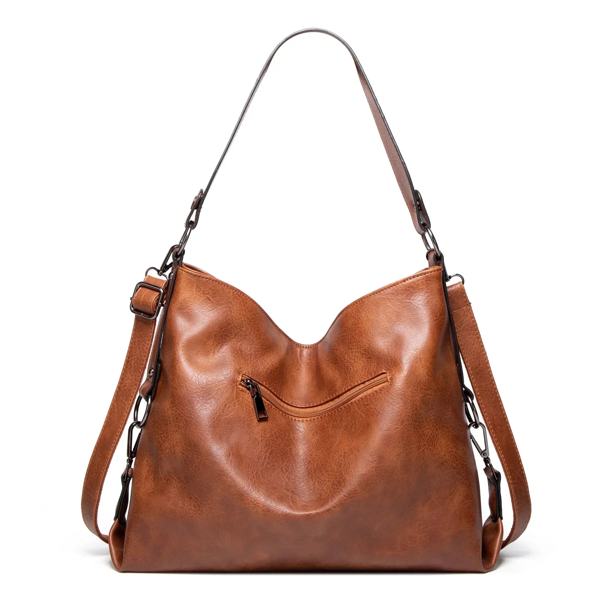 Evening Glow luxe leather shoulder bag shown in a rich neutral colour