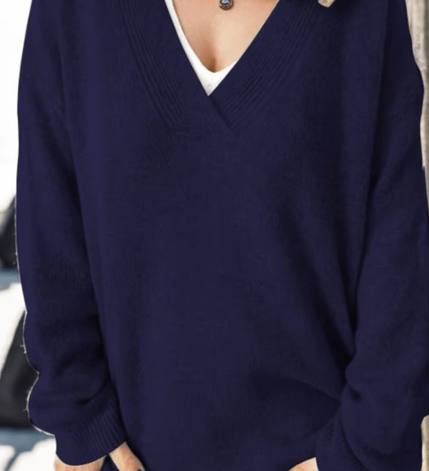 Delilah Haven knit sweater in a soft neutral tone, styled for cool-weather wear