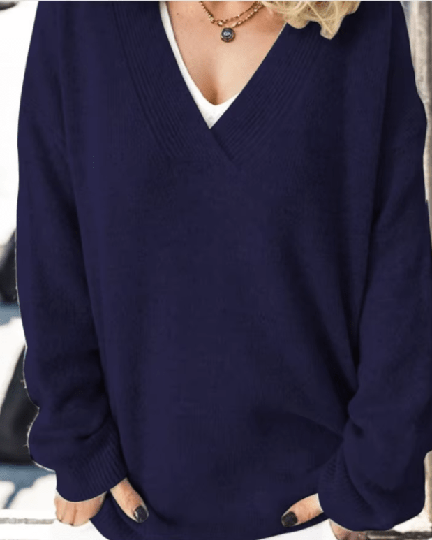 Delilah Haven knit sweater in a soft neutral tone, styled for cool-weather wear
