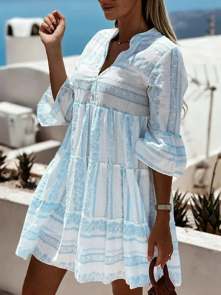 Claire graceful boho tunic in a soft flowing silhouette, shown in a neutral tone