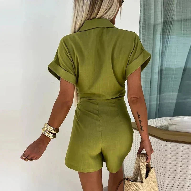Mola elegant chic playsuit shown in a flattering one-piece silhouette